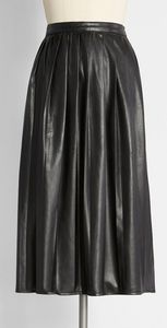 Modcloth Sleek Pleats Vegan Leather Midi Skirt